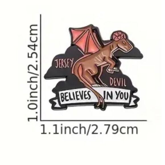 New Jersey Devil Believes In You Enamel Pin Cryptic Myth Legend Scary Monster - Picture 3 of 4